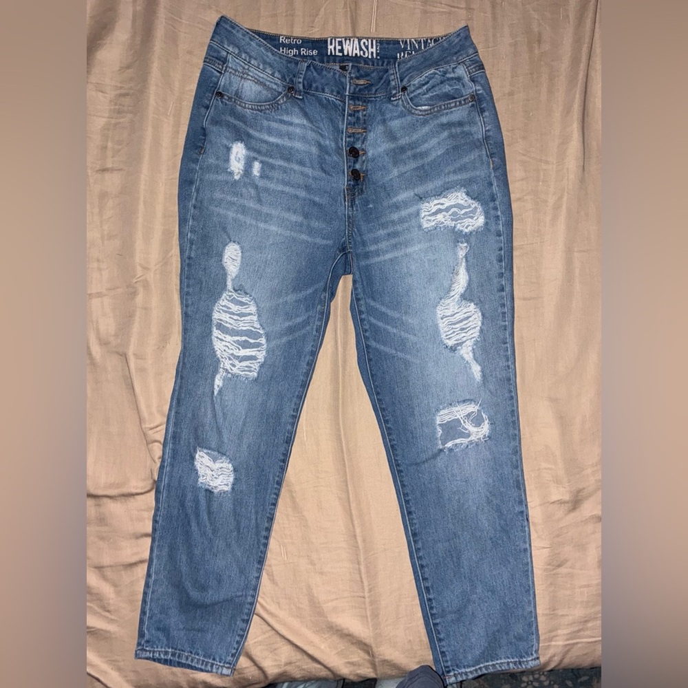 Rewash High Rise Light Blue Distressed Jeans